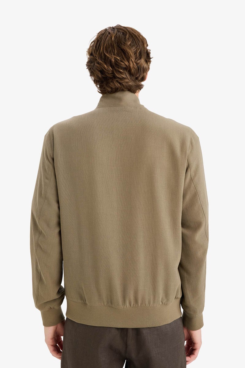 DeFacto Green Man Regular Fit High Neck Zip-Up Jacket Casual - Image 5